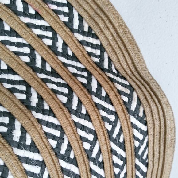 Steve Madden White Black Paper Straw Khaki Sun Hat Wide Brim One Size - Picture 9 of 10